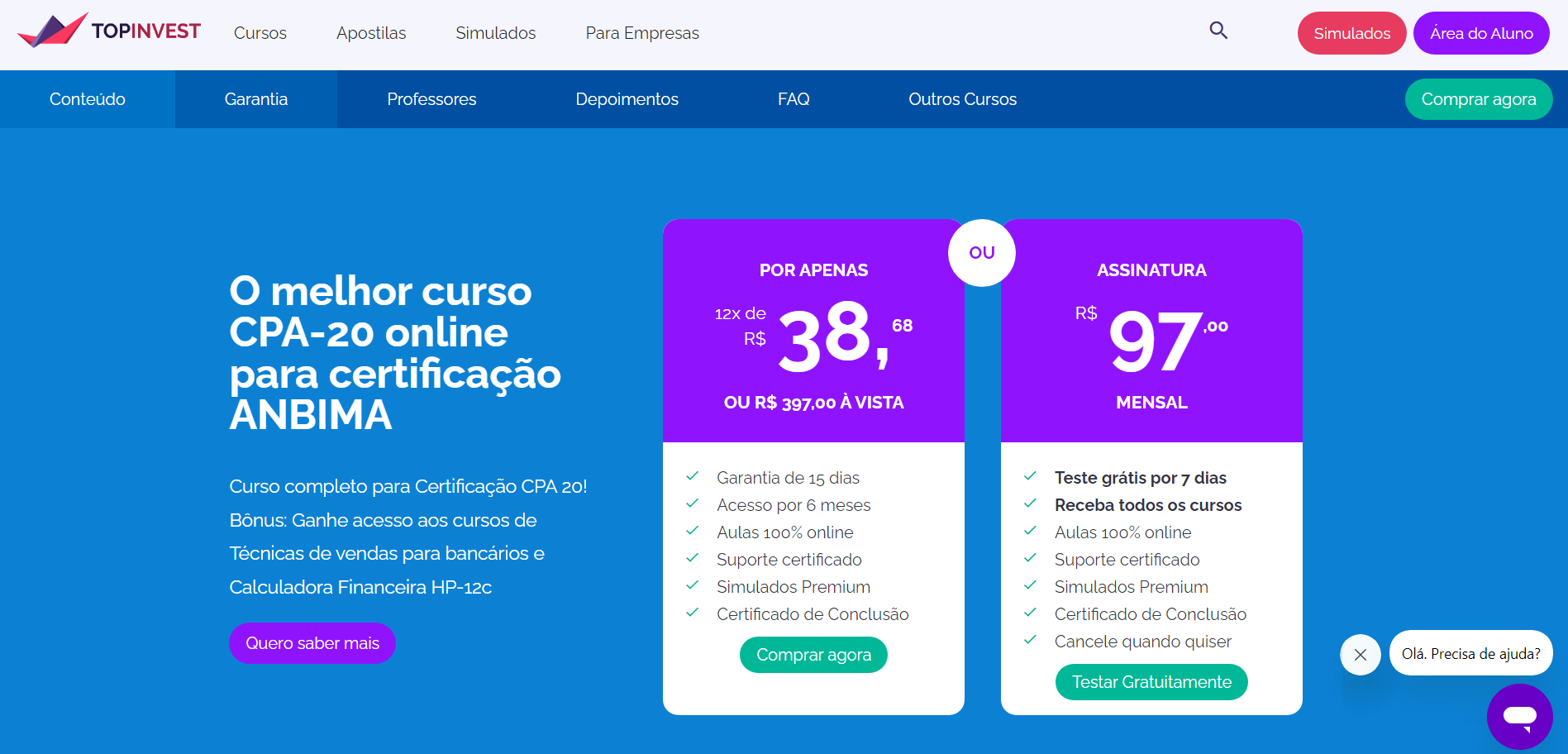 CPA 20 ANBIMA da Topinvest 