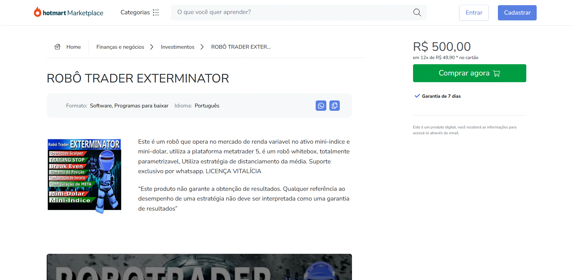 Robô Trader exterminador&nbsp;