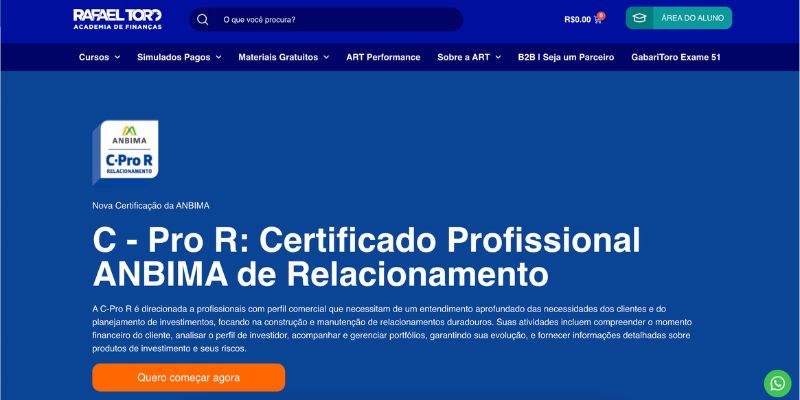 C-PRO R – Certificado Profissional ANBIMA de Relacionamento – Academia Rafael Toro