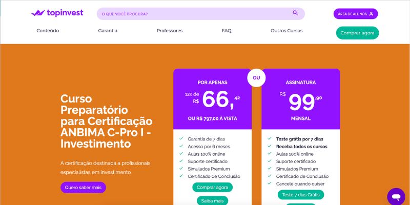 Curso Preparatório para Certificação ANBIMA C-PRO I – TopInvest