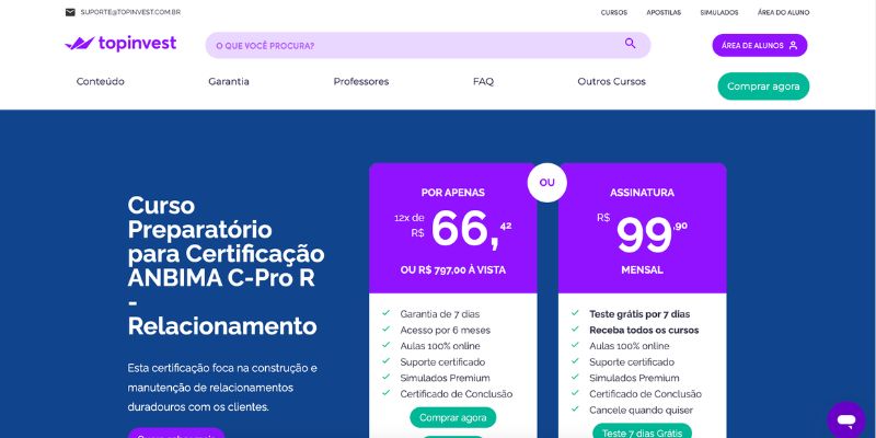 Curso Preparatório para Certificação ANBIMA C-PRO R – TopInvest