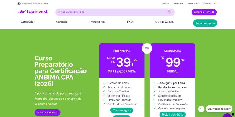 Curso Preparatório para Certificação ANBIMA – TopInvest